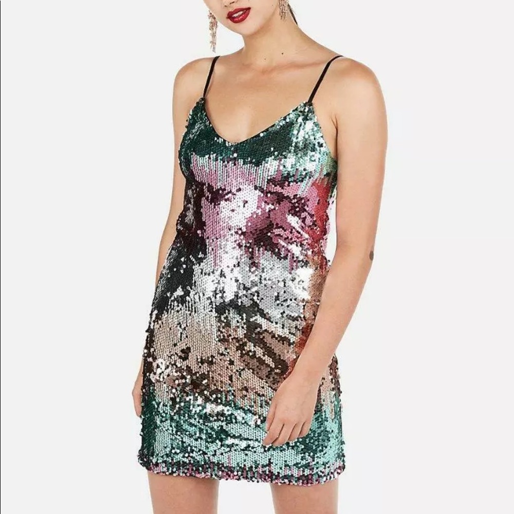Express Sequin Multi-Color Dress - Picture 2 of 6